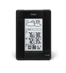 Wireless Weather Station with Temperature/Humidity Display and Self-Setting Atomic Clock - Black